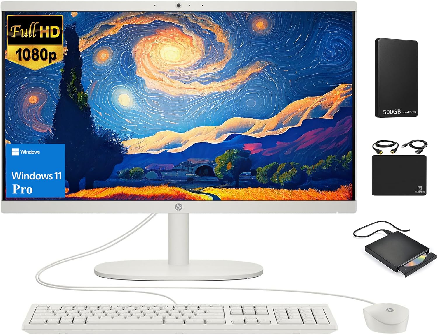 HP All-in-One Desktop Computer with 21.5in FHD Display and 8GB RAM