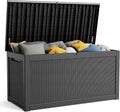 260 Gallon Resin Deck Box Outdoor Storage - Large Waterproof Bench