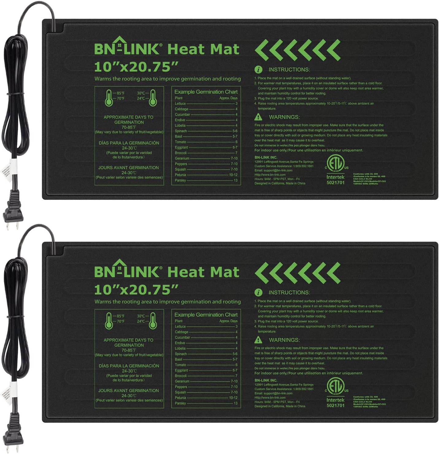 BN-LINK Hydroponic Heat Mat Set: Boosts Seedling Growth!