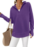 PRETTYGARDEN Long Sleeve Quarter Zip Pullover Sweater - Cozy