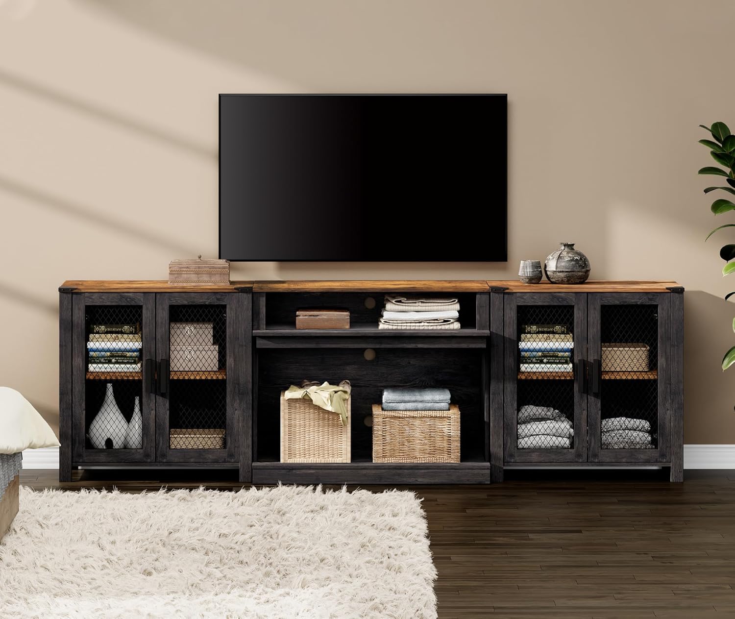 Farmhouse TV Stand for 100 TV: Stylish Storage Solution