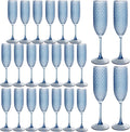 24PCS Plastic Champagne Flutes Blue Unbreakable Glasses - Elegant