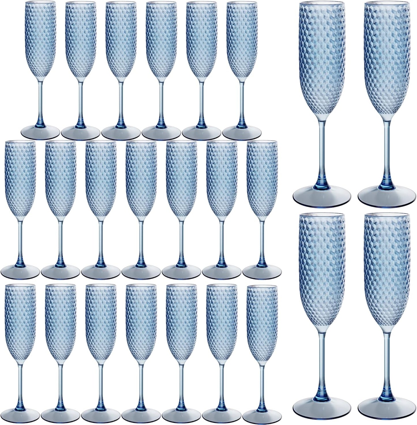 24PCS Unbreakable Blue Champagne Flutes for Elegant Events