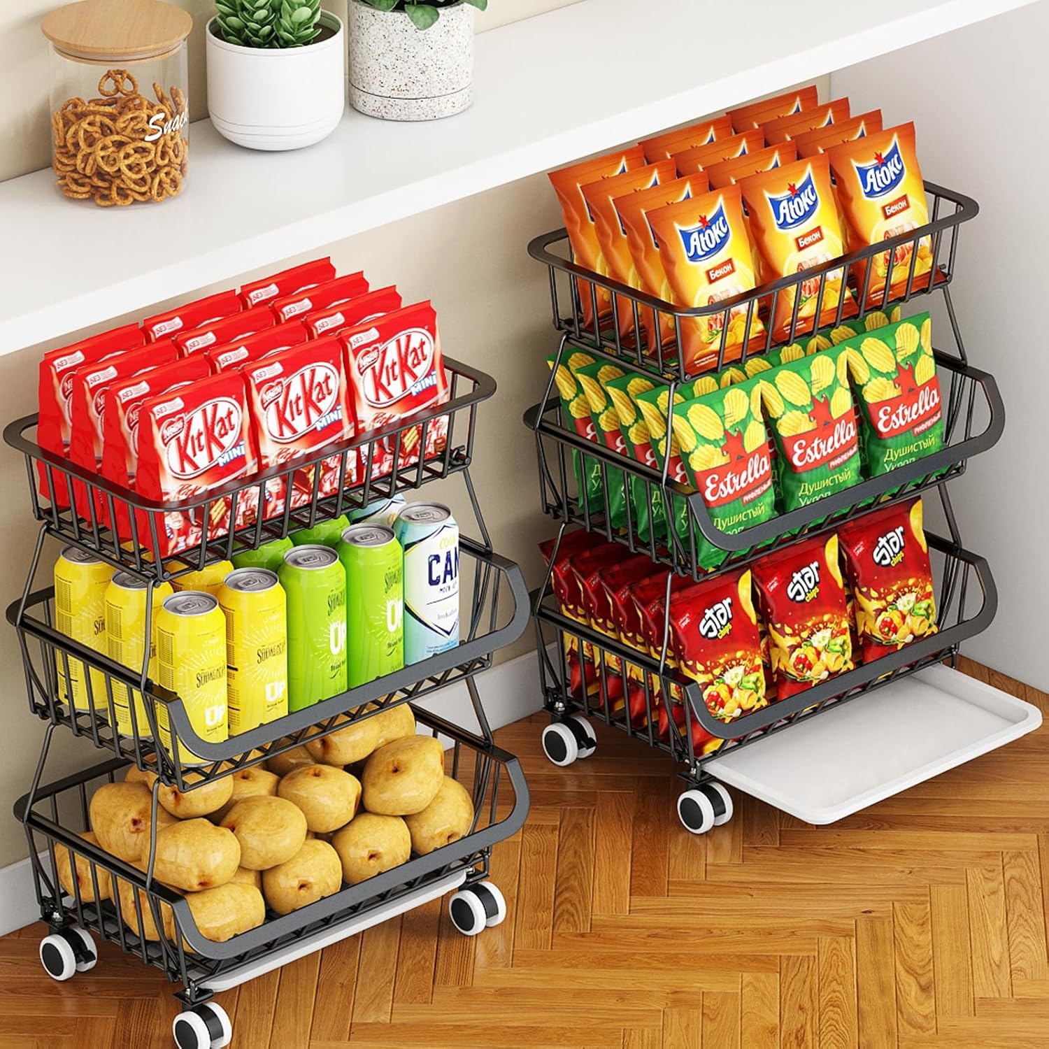 Miyawell 3-Tier Rolling Pantry Cart for Kitchen Organization