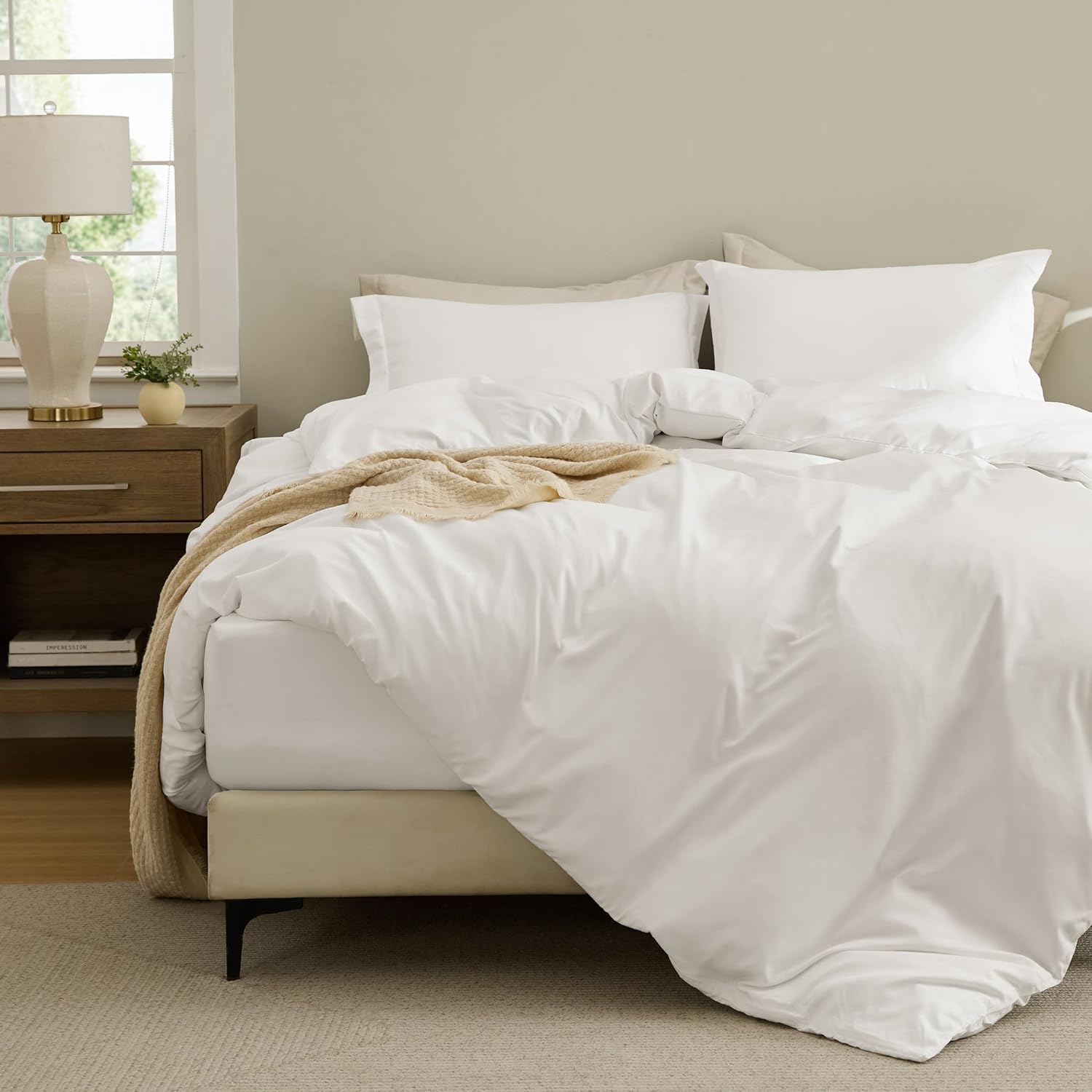 Bedsure Duvet Cover with Fitted Sheet King - Soft Luxury Set