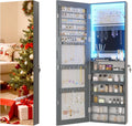 47.2in LED Grey Jewelry Mirror Cabinet with Large Storage Space