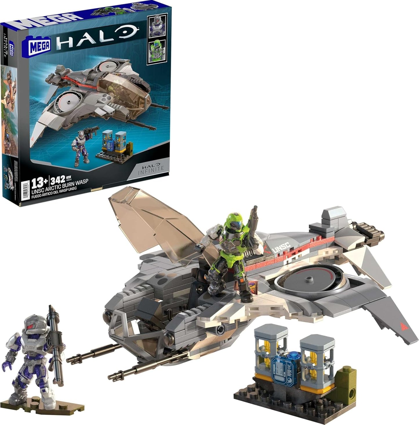 MEGA Halo Action Figure Building Toy with UNSC Arctic Burn Wasp