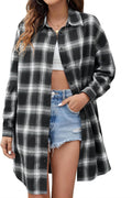 Blooming Jelly Women's Plaid Button Down Shacket - Cozy Layered Style