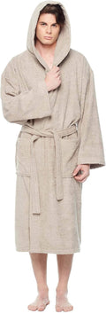 Arus Men's Hooded Classic Bathrobe Turkish Cotton Robe - Soft in