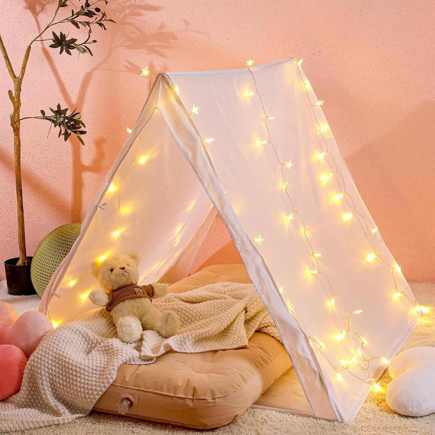 Ultimate Kids Sleepover Set - Teepee Tent, Airbed, Lights