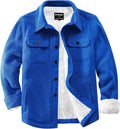 Men's Polar Fleece Sherpa Lined Shirt Jacket for Men - Thick Button