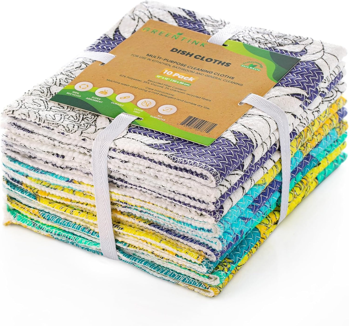 10-Pack Eco-Friendly Cleaning Cloths by GREENTINK