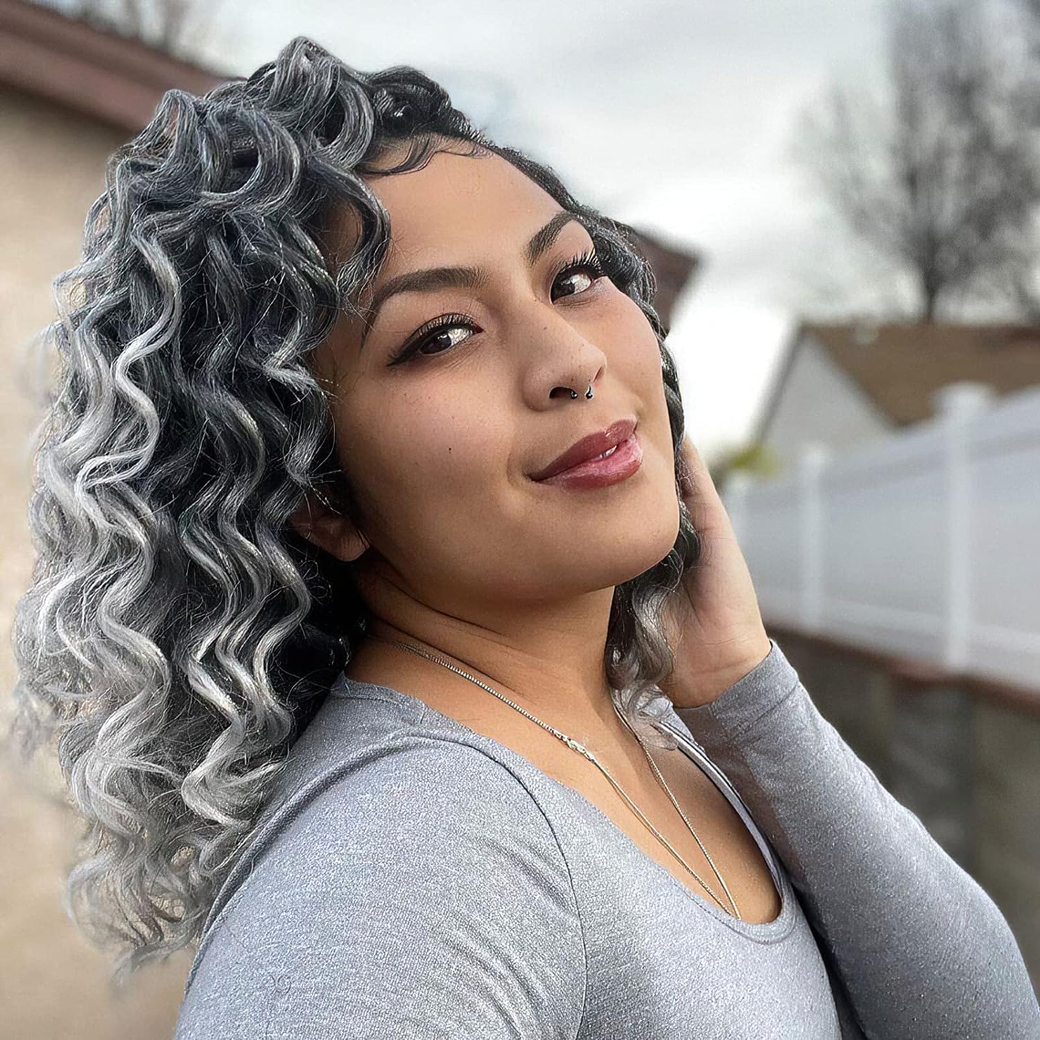 Toyotress Ocean Wave Crochet Hair - 12 Inch Ombre Gray Style