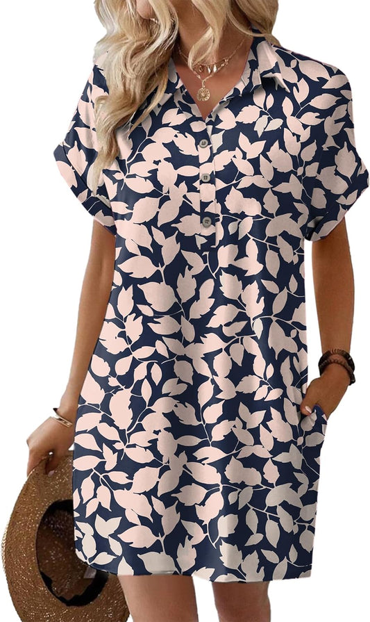 HOTOUCH Womens Summer Shirt Dress with Pockets for Casual Wear
