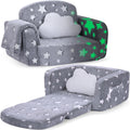 Kids Couch Medium Grey Star 2-in-1 Toddler Couch - Glow Stars