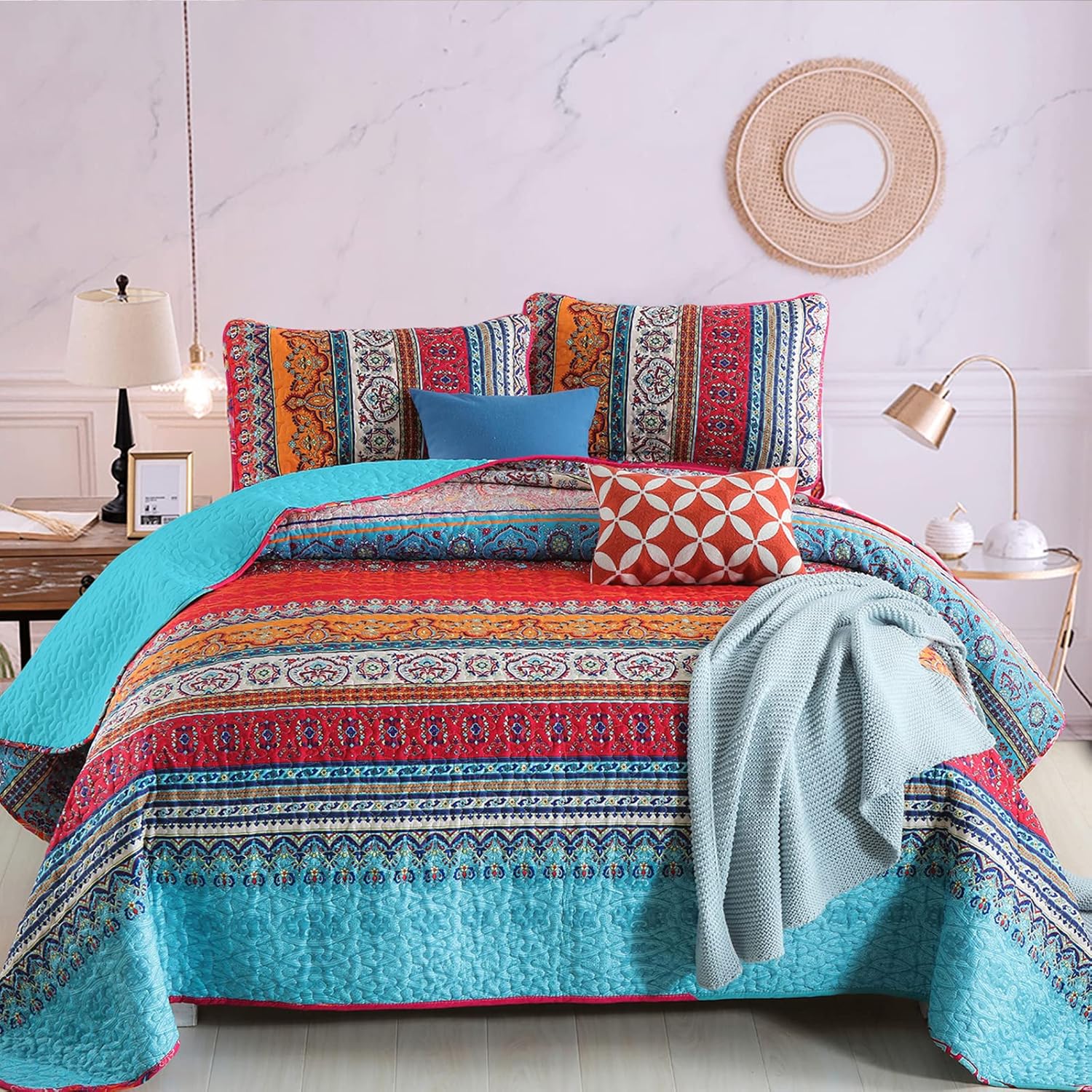 Bohemian Quilt Set King Size for All Seasons by WONGS BEDDING