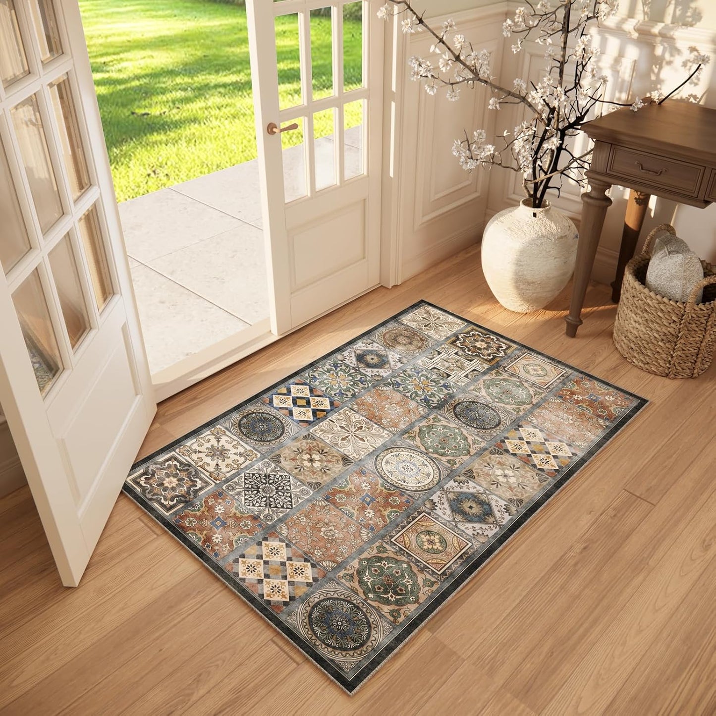 Washable Entryway Rug 3ftx5 Non-Slip Backing for High-Traffic
