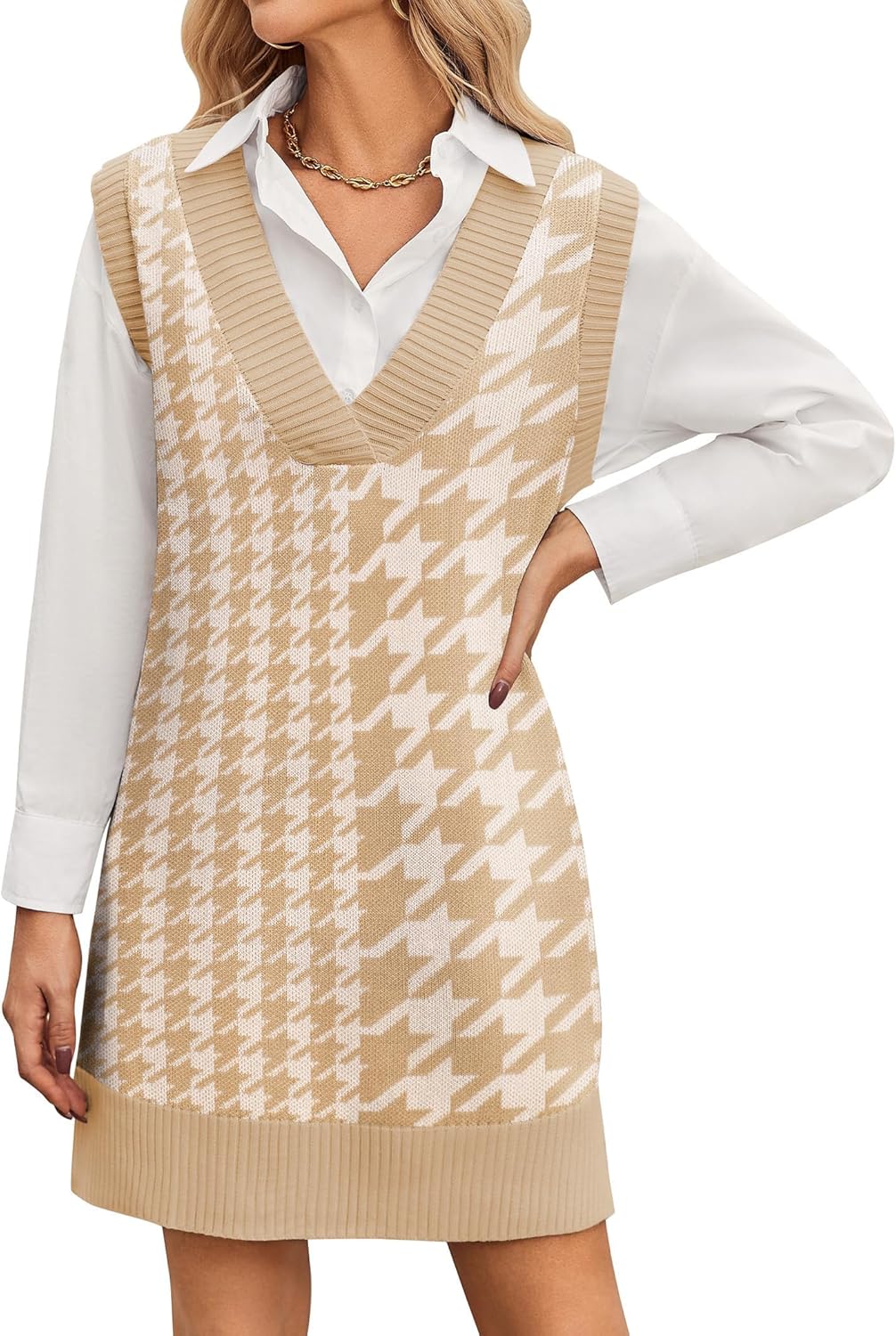 Stylish Zeagoo Women Sweater Vest Dress for Casual Fall Fashion