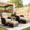 Patio Furniture Set with High Back Swivel Rockers - Beige
