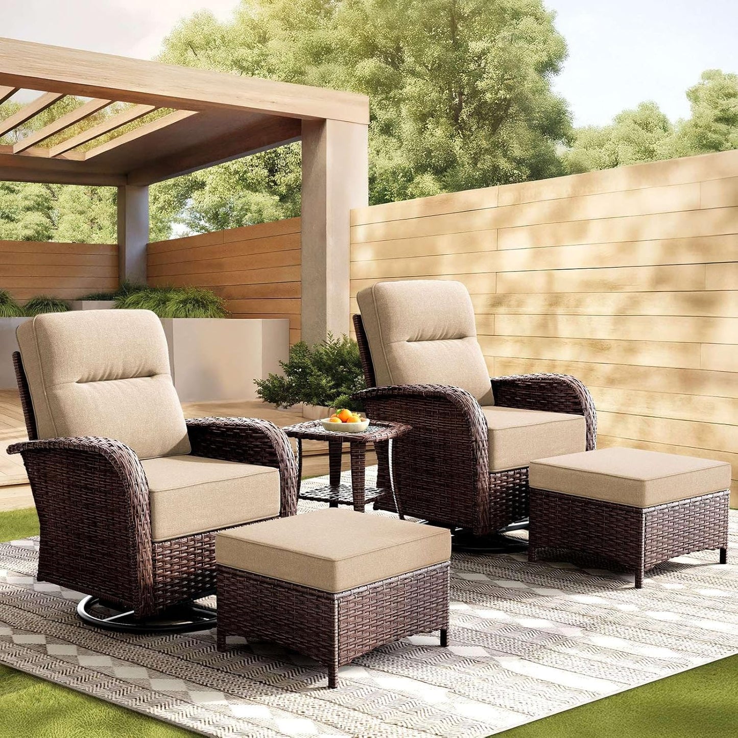 Patio Furniture Set with 6-Inch Cushions for Outdoor Relaxation
