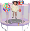 60 in Trampoline for Kids with Swing and Hoop - Safe Indoor Play