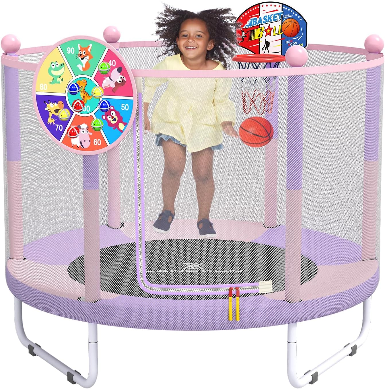 LANGXUN 60-Inch Trampoline for Kids with Swing and More Fun
