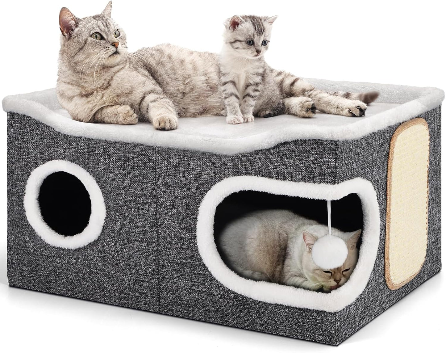 Shikha Cat Beds for Indoor Cats - Extra Wide Cat Cube House
