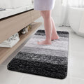 Black Microfiber Bathroom Rug 47x24 in - Thick Shaggy Plush Mat