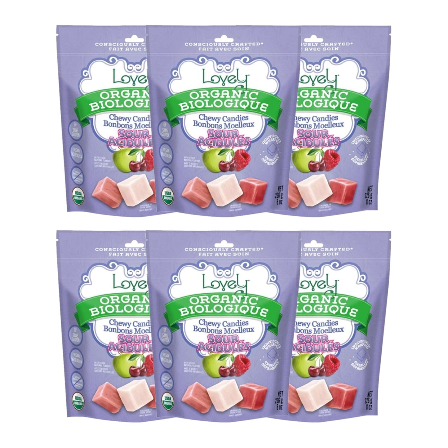 Organic Sour Chewy Candies - Vegan, Gluten Free, Non-GMO Treats