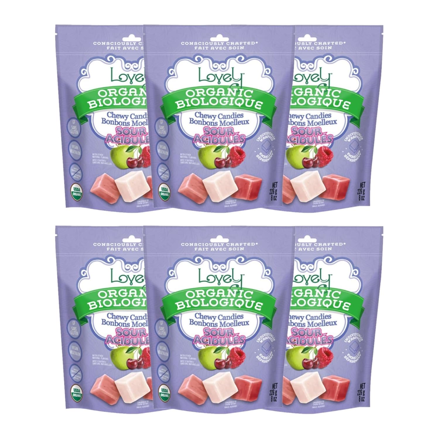 Organic Sour Chewy Candies - Vegan, Gluten Free, Non-GMO Treats
