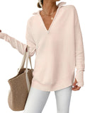 ANRABESS Womens Long Sleeve Quarter Zip Pullover Sweater - Casual 8-10