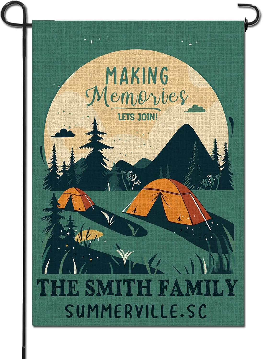 Custom Family Name Camping Flag 12x18 In