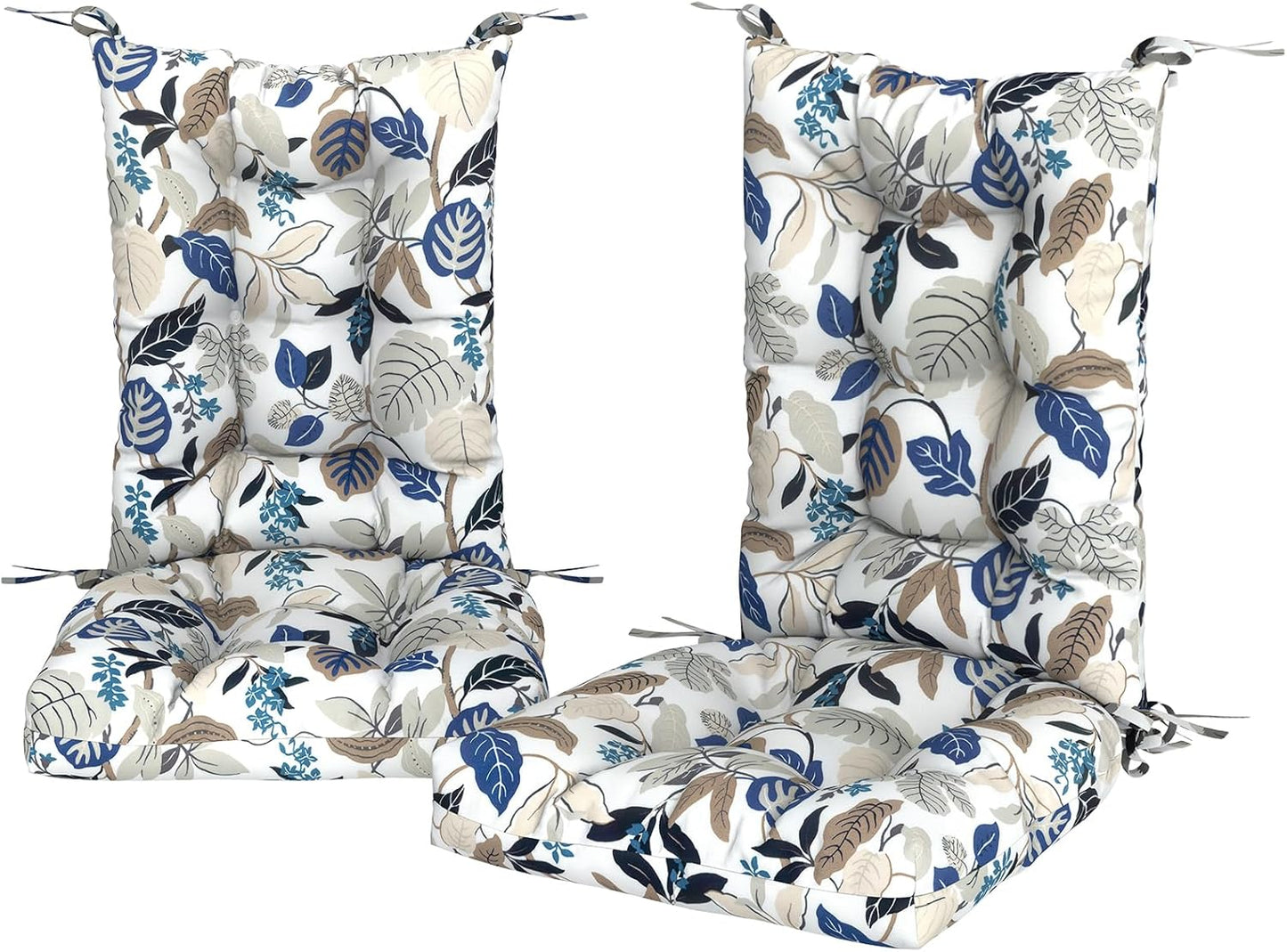 Water-Resistant Rocking Chair Cushions - Breeze Leaves Beige