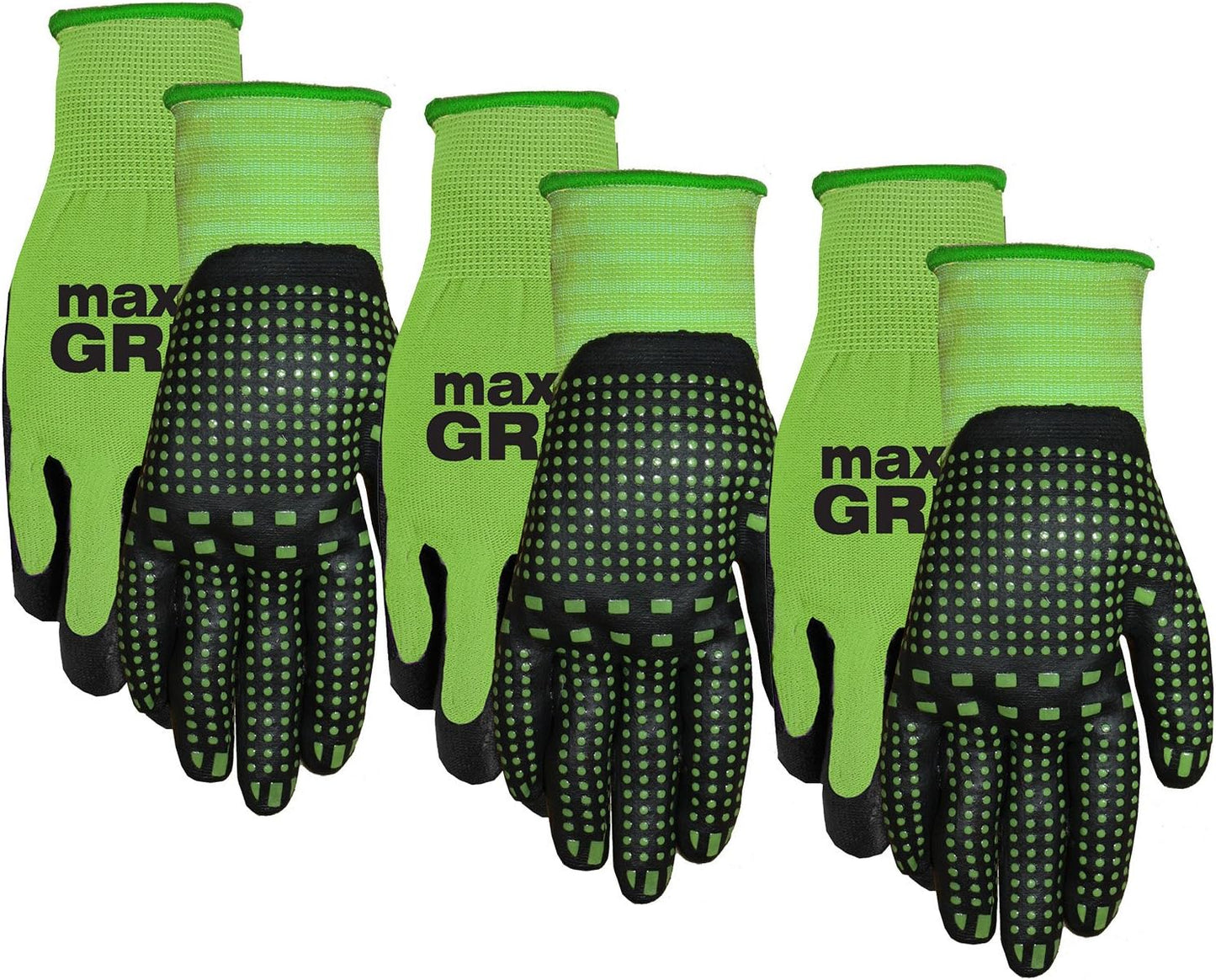 Max Grip Ladies Green Gloves - 3 Pair Set
