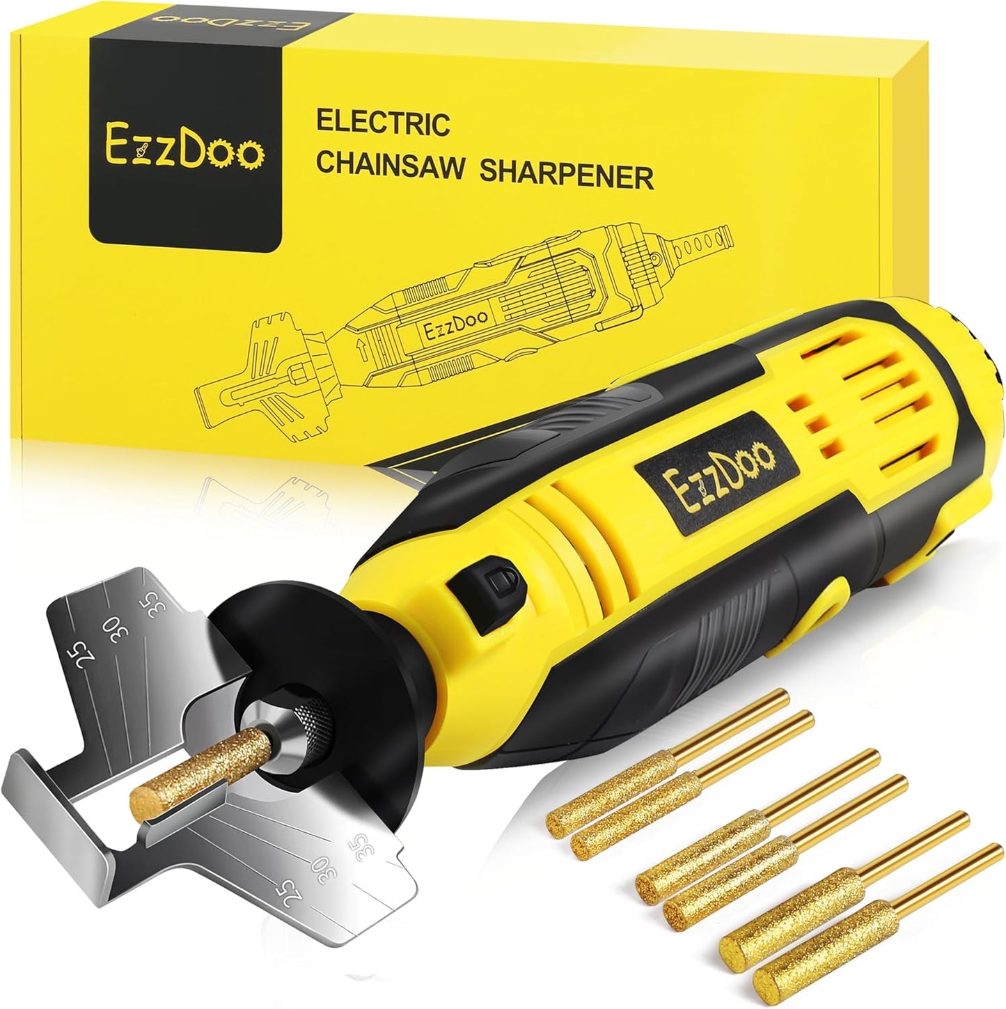 Electric Chainsaw Sharpener Kit with Titanium-Coated Diamond Bits