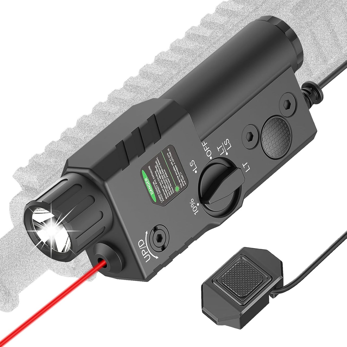 2000 Lumens Tactical Flashlight with Red Beam and White LED