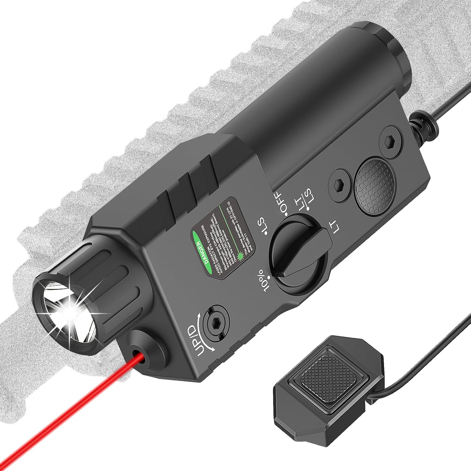 2000 Lumens Tactical Flashlight with Red Beam and White LED