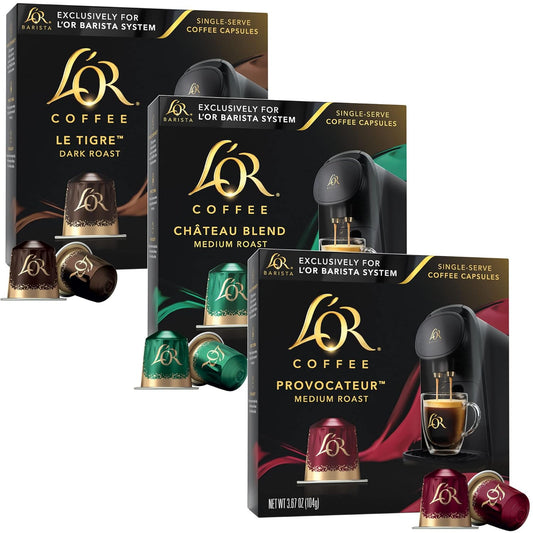 30 L'OR Aluminum Coffee Pods: Medium Dark Roast Variety