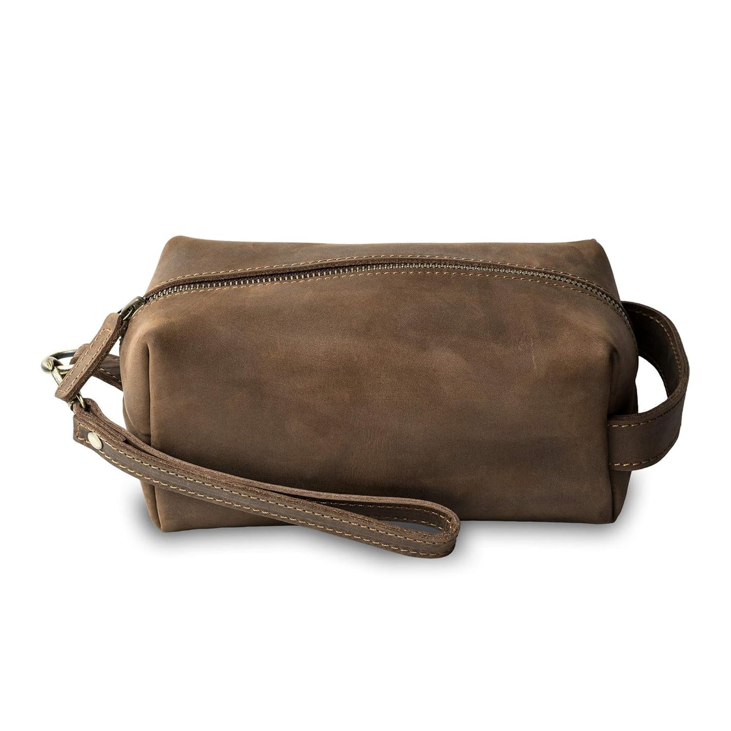 PEGAI Personalized Leather Travel Toiletry Bag for Men