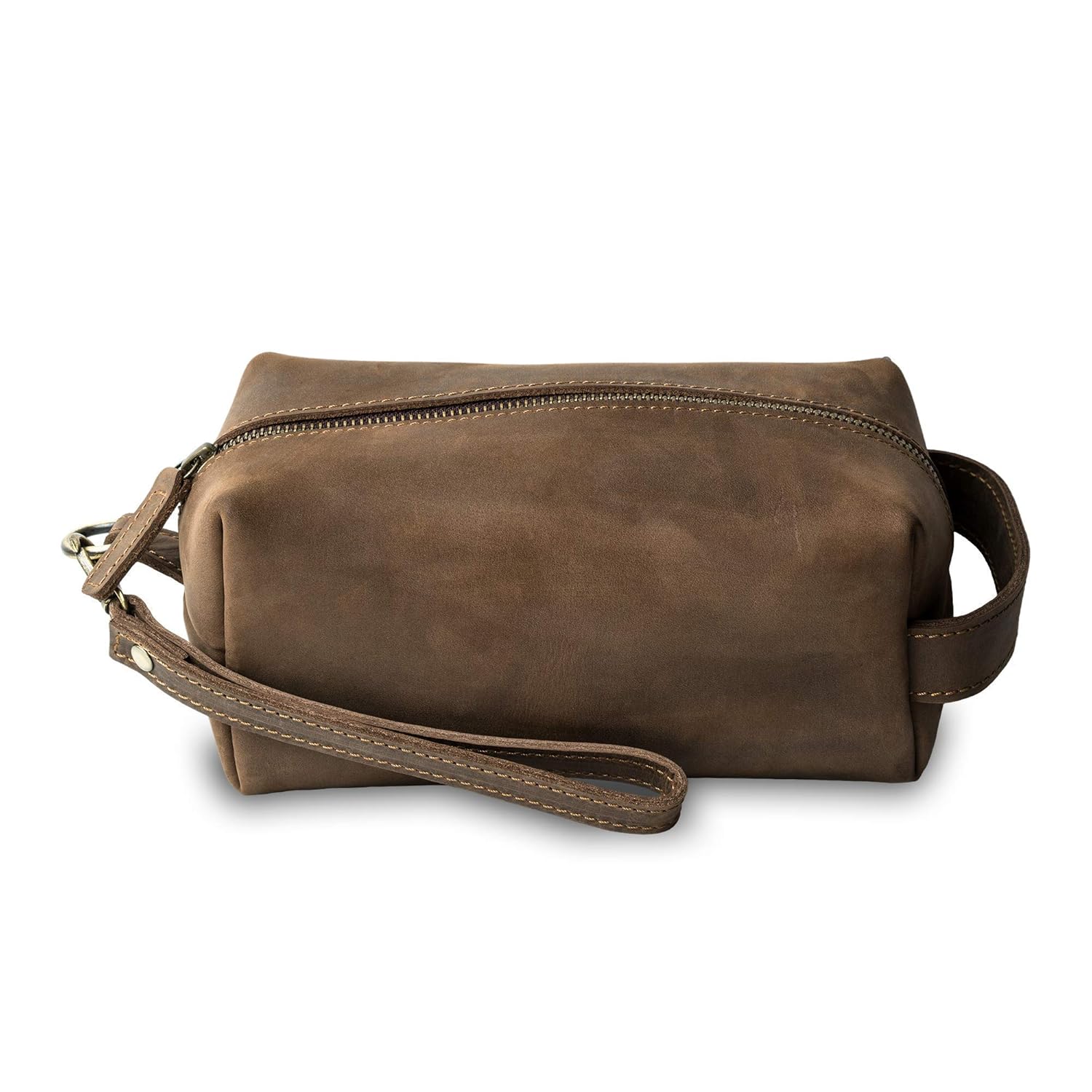 PEGAI Personalized Leather Travel Toiletry Bag for Men