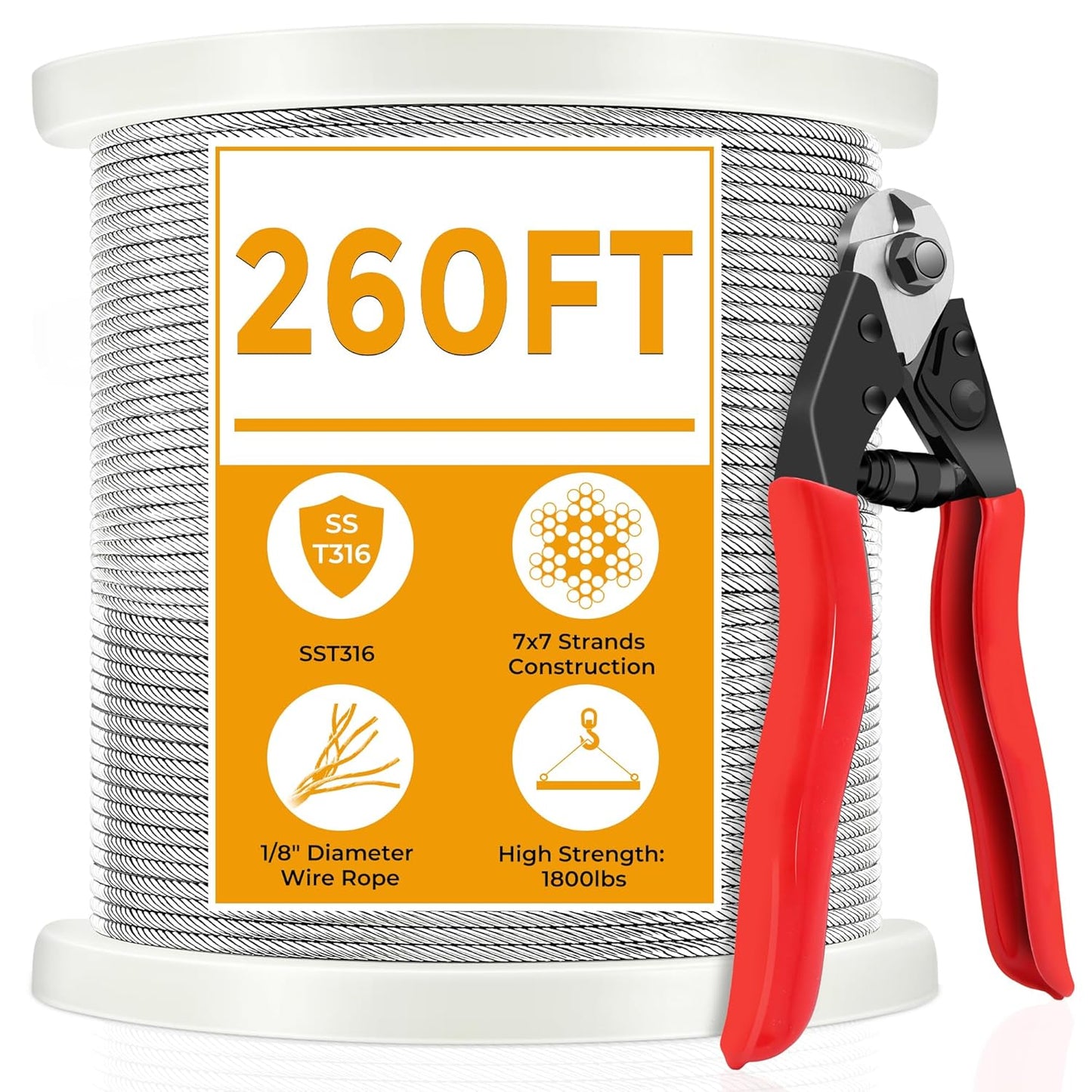 260FT 1/8in Stainless Steel Cable for Deck Railing Systems