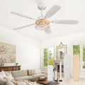 52 Inch Farmhouse Ceiling Fan with Light and Remote - Quiet Rustic