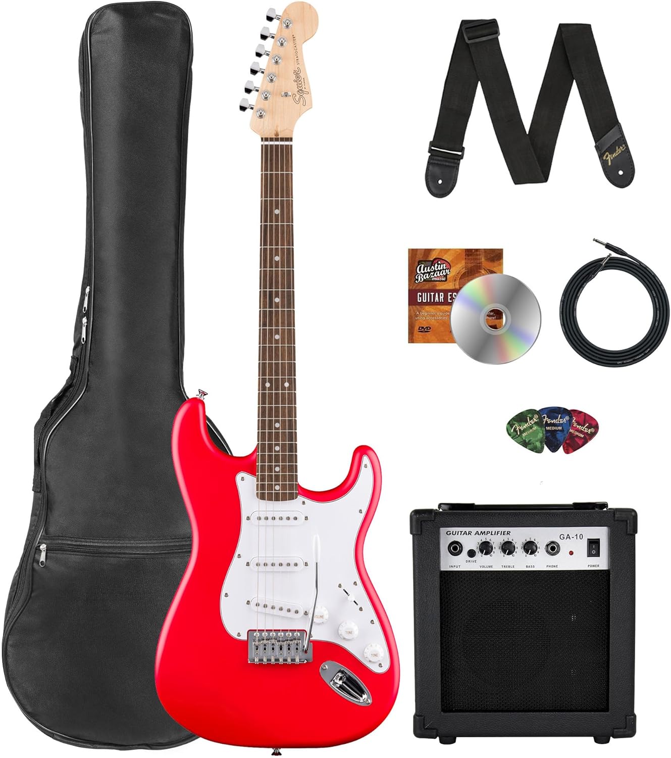 Fender Squier Stratocaster Bundle with Amplifier and Accessories