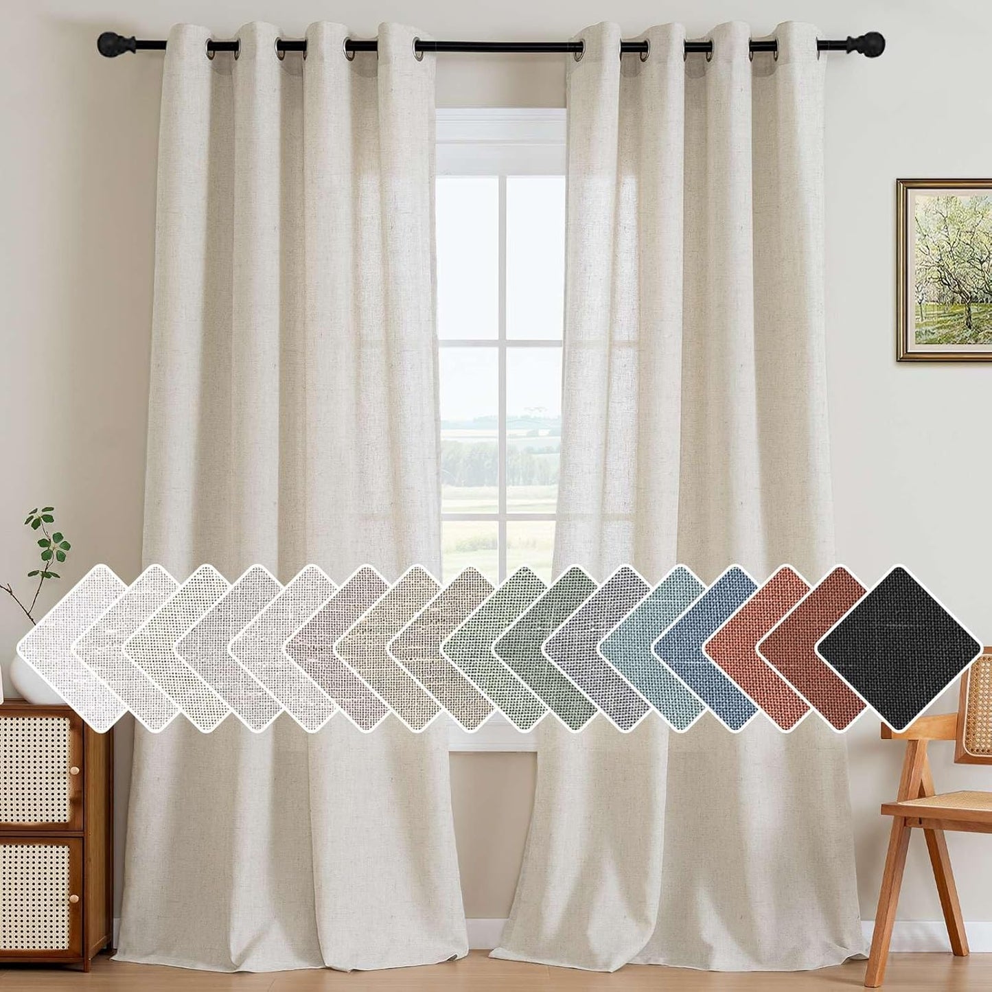 H.VERSAILTEX Linen Curtains for Living Room and Bedroom Decor