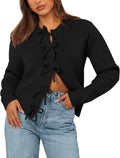 Bow Cardigan Sweaters for Women Cropped Open Front - Cozy Style