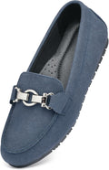 Womens Suede Loafers Slip-On Flats - Padded Memory Foam Comfort