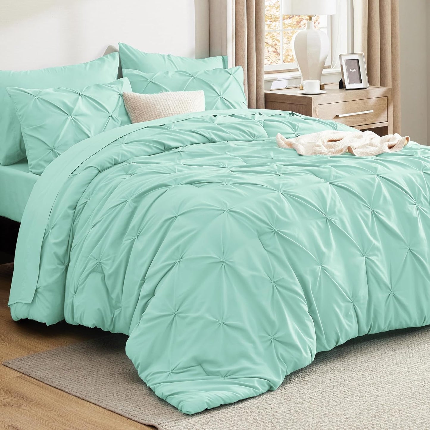 Bedsure Full Comforter Set Mint Green - 7 Piece Bedding Set