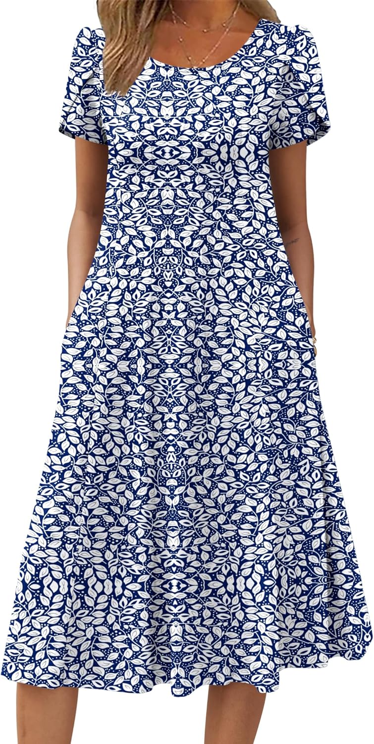 Zeagoo Womens Casual Dresses for Summer Short Sleeve Flare