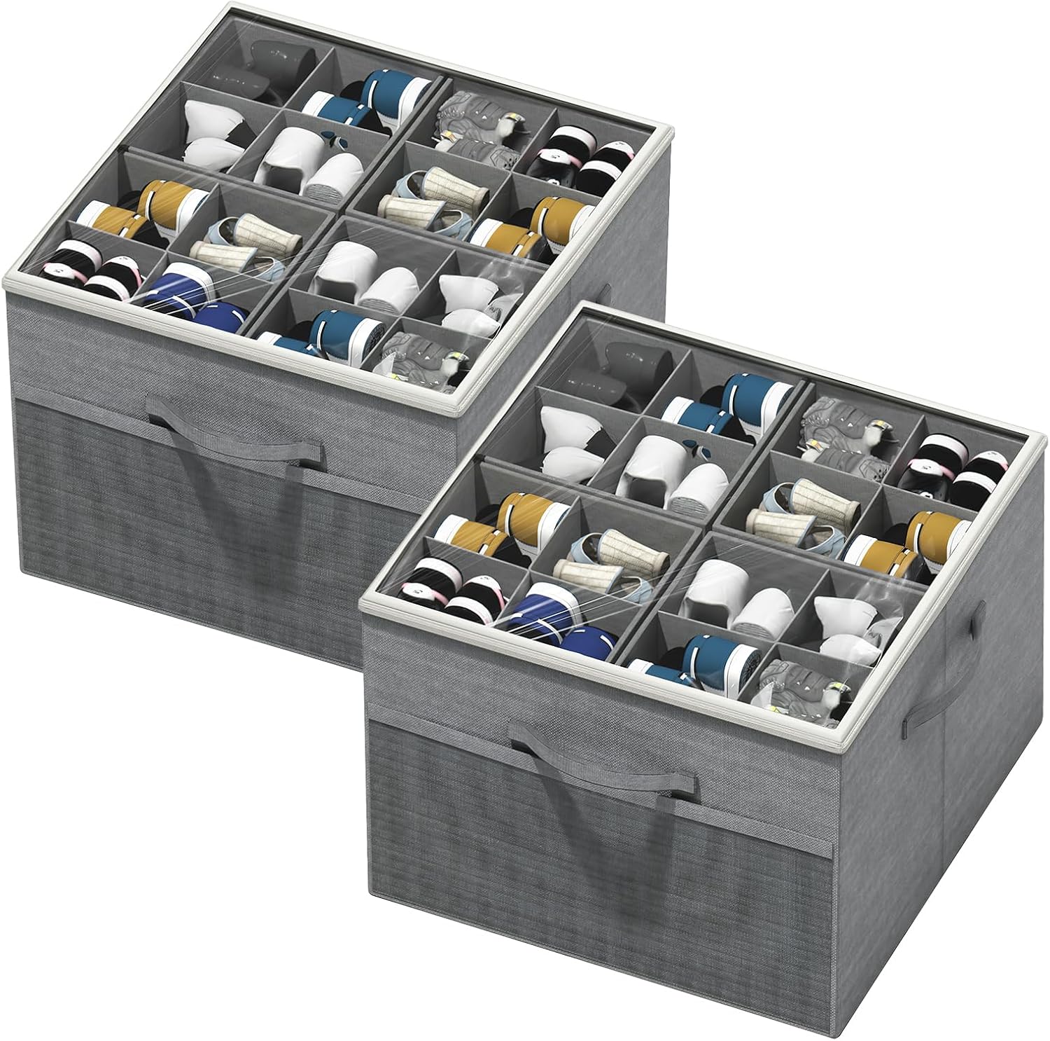 Aokeyee Shoe Organizer for Closet - Foldable Storage Box Set