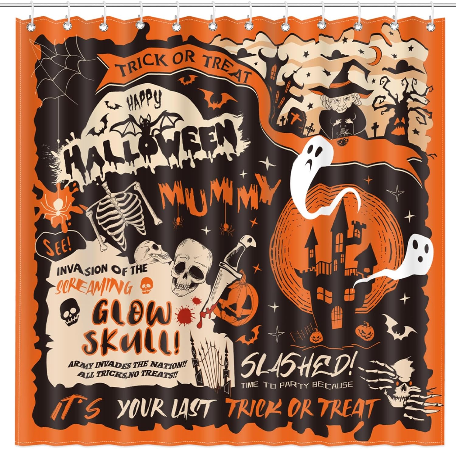 Spooky Trick or Treat Shower Curtain Set